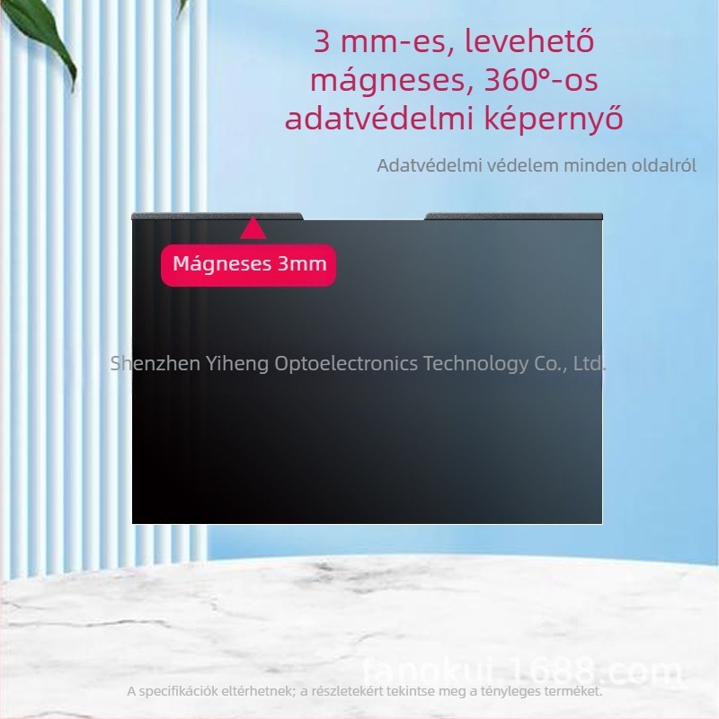 Mágneses, leválasztható laptop adatvédelmi képernyőfólia ragasztó nélkül; 13,3/14/15,6/16 hüvelyk; anti‑peep és anti‑reflexió