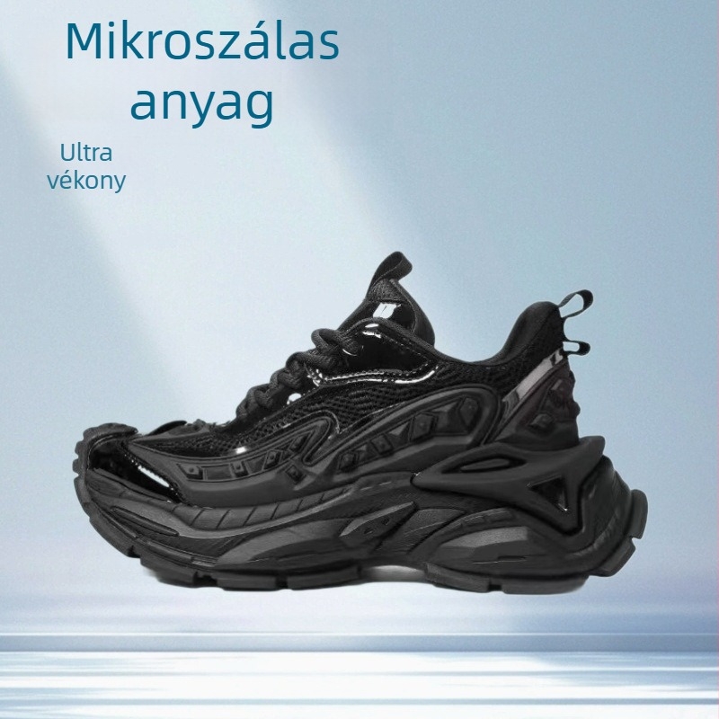 Unisex retro sportcipő hálós felsőrésszel, gumírozott talppal és TPU-talppal, fűzőzárás, kerek orrú