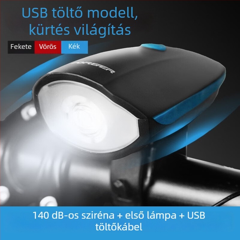 Forever első fény MTB-hez USB-C töltés, éjszakai tekeréshez, rögzítés csattal, modell 2255