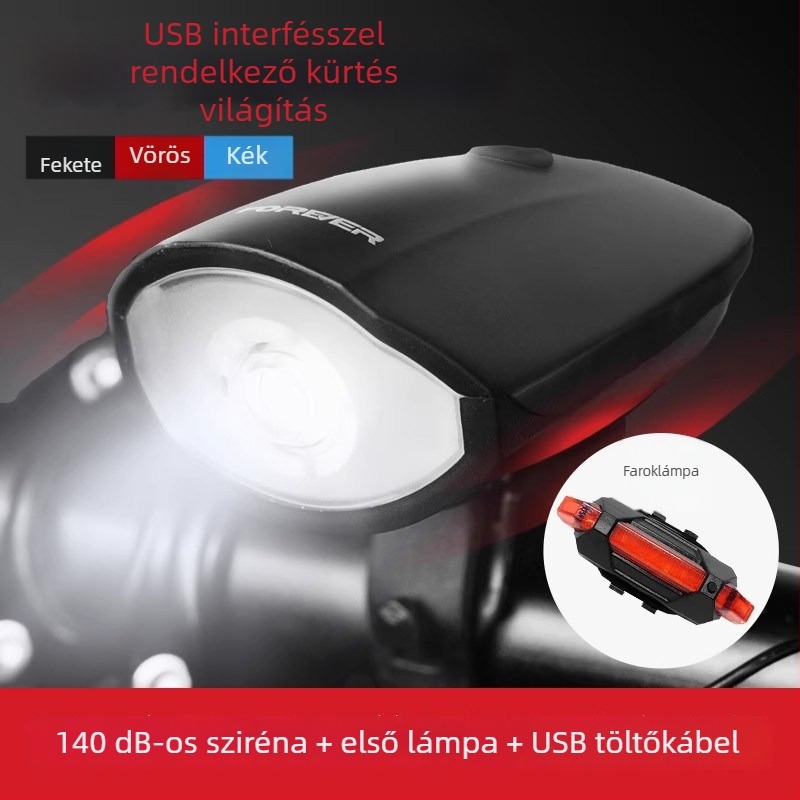 Forever első fény MTB-hez USB-C töltés, éjszakai tekeréshez, rögzítés csattal, modell 2255