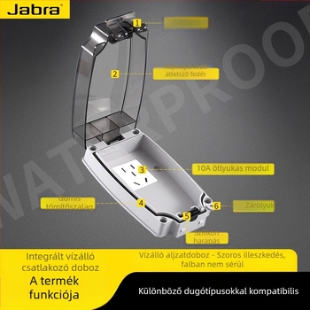 Jabra beépített vízálló aljzat fürdőszobához, szivárgás elleni védelem és csatlakozás az intelligens WC-ülés melegítőhöz