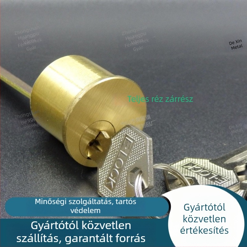 Ajtózár-cilinder, új kínai stílus, teljes réz anyag, 120 g/szett, kompatibil elektronikus zárakkal