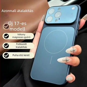 iPhone 15–17 sorozathoz tartozó tok, matt felület, ütésálló, ujjlenyomat-mentes, objektív filmmel, polikarbonát