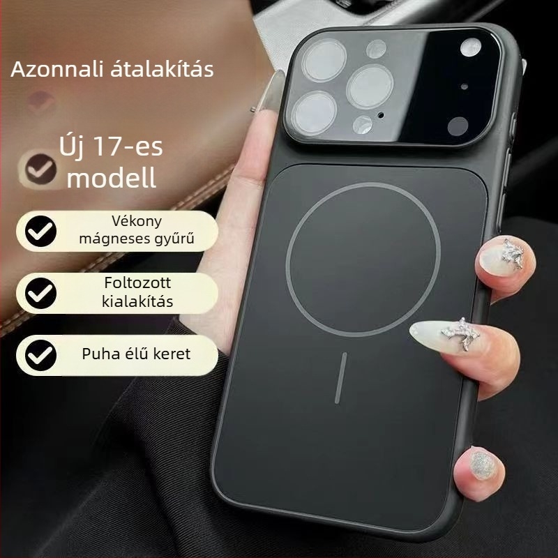 iPhone 15–17 sorozathoz tartozó tok, matt felület, ütésálló, ujjlenyomat-mentes, objektív filmmel, polikarbonát