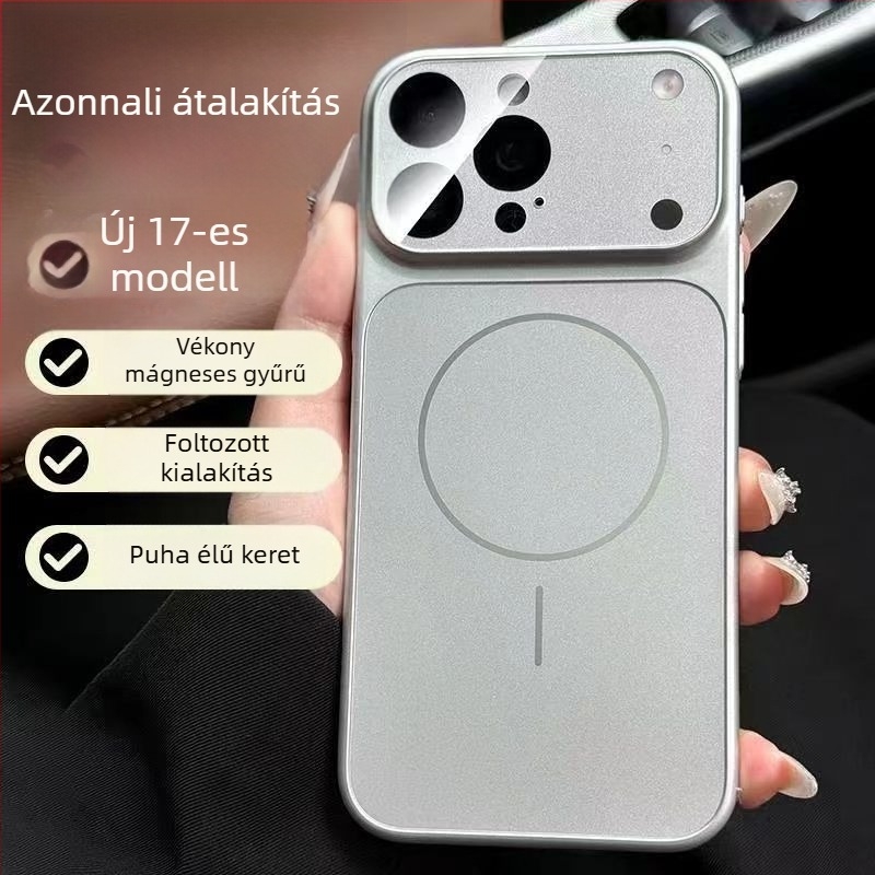 iPhone 15–17 sorozathoz tartozó tok, matt felület, ütésálló, ujjlenyomat-mentes, objektív filmmel, polikarbonát