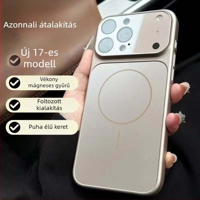 iPhone 15–17 sorozathoz tartozó tok, matt felület, ütésálló, ujjlenyomat-mentes, objektív filmmel, polikarbonát