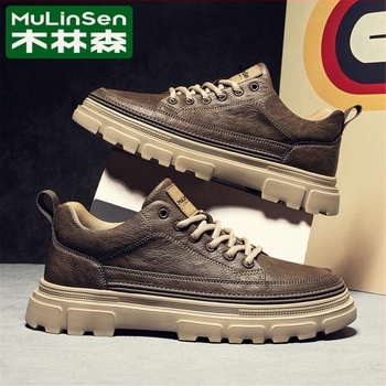 Mulinsen férfi sneaker 2025 ősz retro stílus, luxusminőségű mindennapi cipő kerek orral, felső része mikro szálas bőrből, talp természetes gumiból, fűzővel záródó, kényelmes és tartós