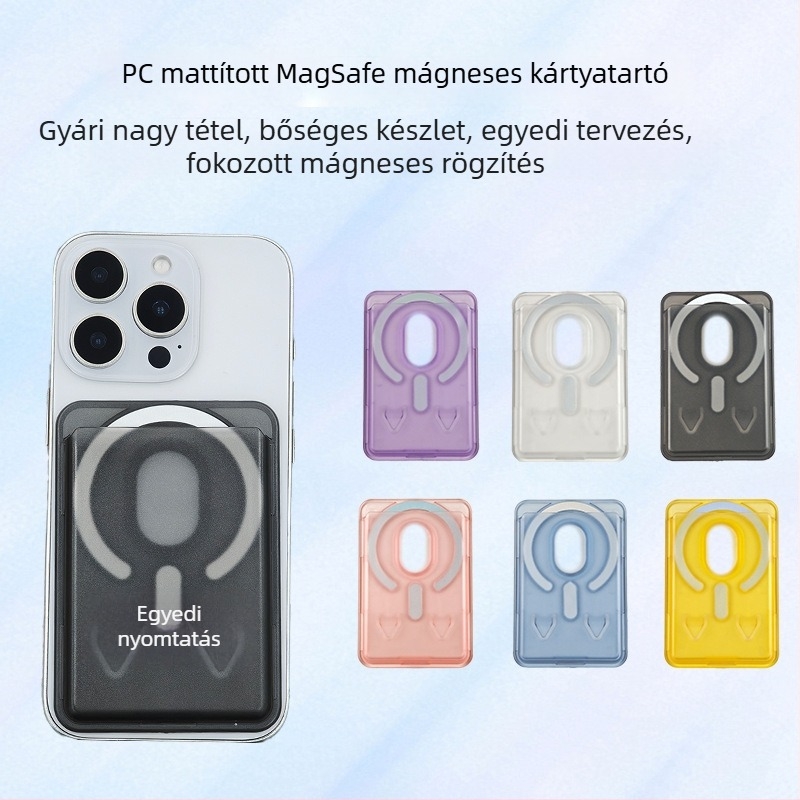 Mágneses kártyatartó iPhone 16-höz – matt PC keményhéj, logó testreszabás, mágneses hátoldali matrica
