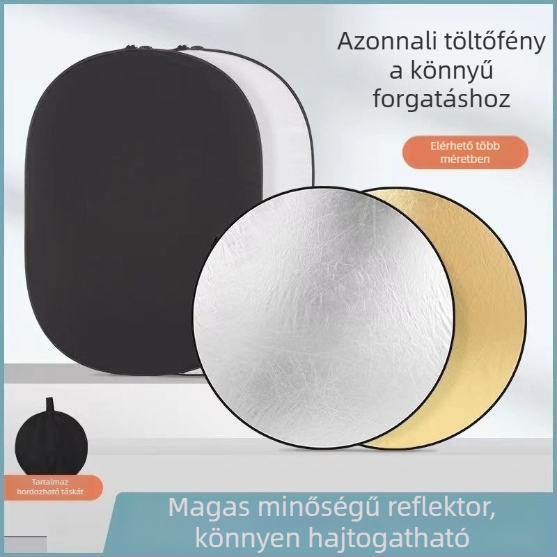 Összecsukható, hordozható töltőreflektor – nagy fénypanel fotózáshoz és sminkhez, beltéri/kültéri élő közvetítéshez, utazásokhoz és kempingezéshez
