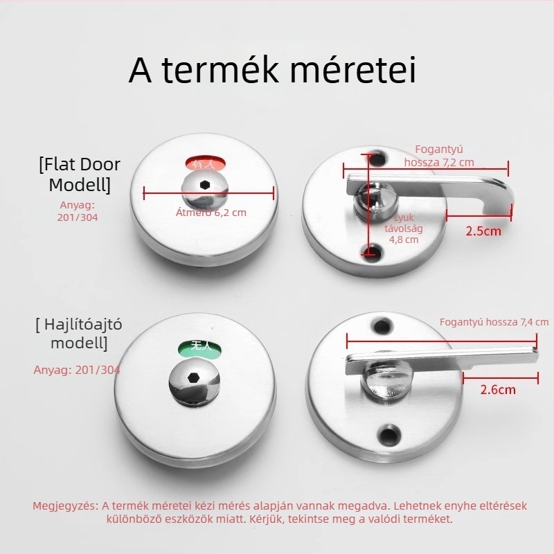 Válaszfal-zár közfürdőre, rozsdamentes acél, indikátor-zár, modern és minimalist dizájn