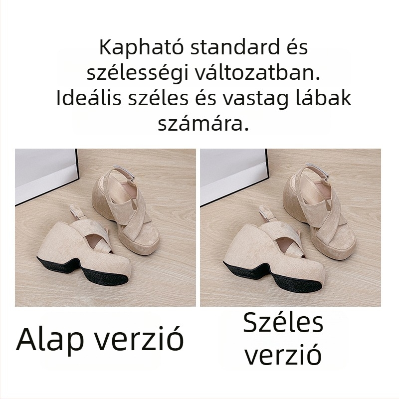 TZH női magas sarkú szandál velúr felsőrésszel, kaucsuk talppal, csatos pánttal, kerek orr