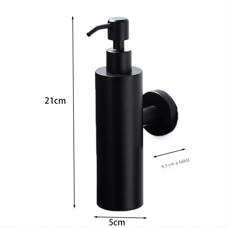 Rozsdamentes acélból készült falra szerelhető szappanadagoló, kézi nyomású, modern minimalista stílus, 350 g