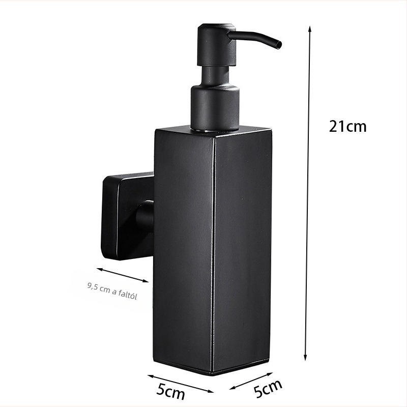 Rozsdamentes acélból készült falra szerelhető szappanadagoló, kézi nyomású, modern minimalista stílus, 350 g
