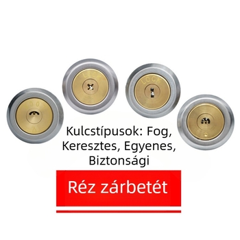 Külső ajtózár, réz zárhengerrel, biztonsági ajtókhoz, zárhenger, tömeg 200 g