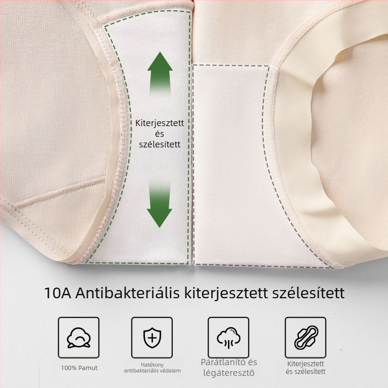 Női pamut alsónemű középmagas derekú háromszög fazon, 40 szálas pamut, antibakteriális, pamut bélés.