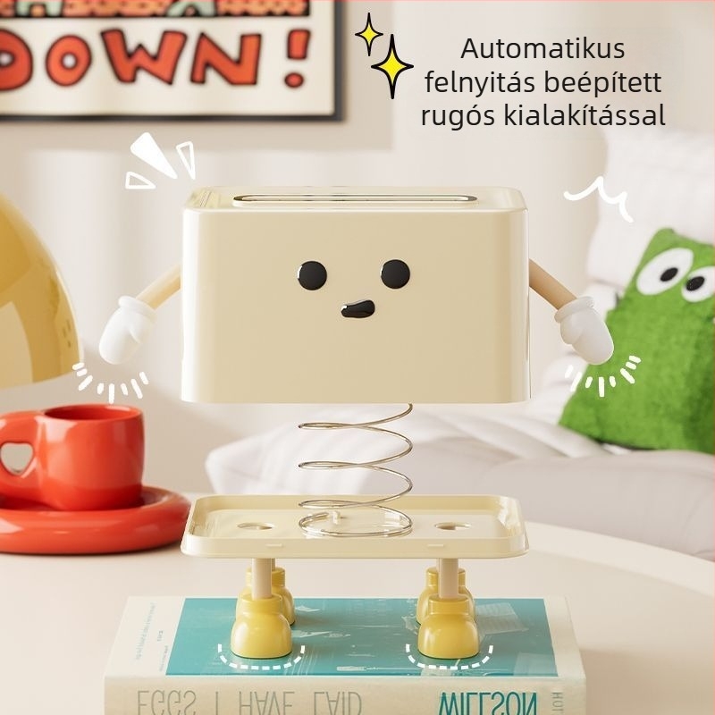 Zsebkendő doboz beépített rugós tárolóval | Műanyag, Db2442, nappali és fürdőszoba számára, multifunkcionális