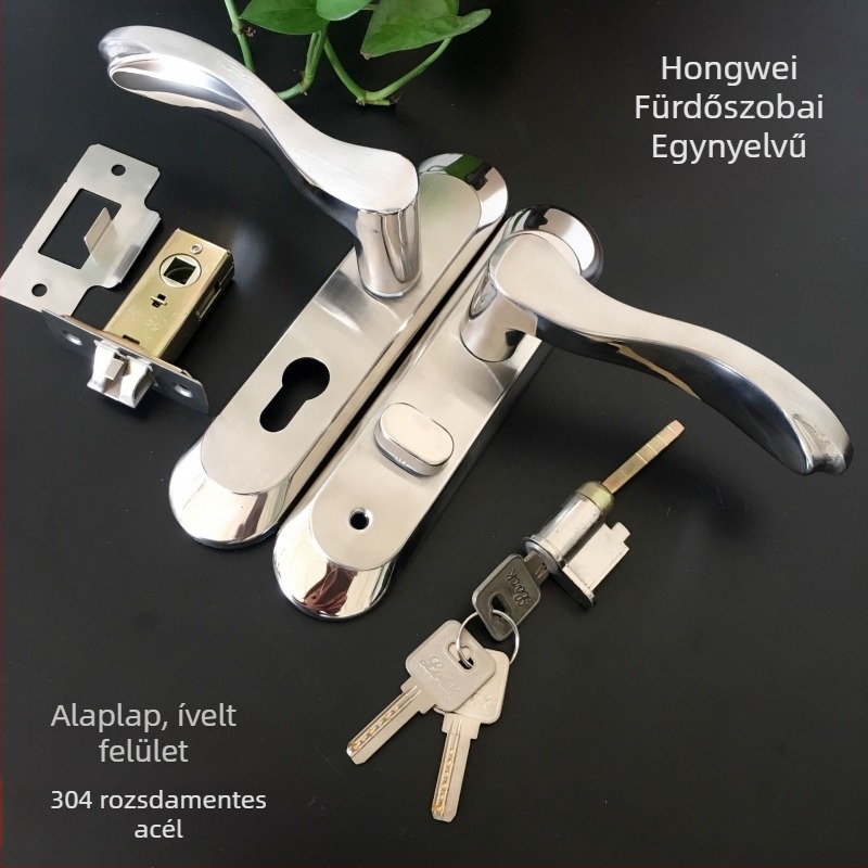 Rozsdamentes acél fürdőszoba ajtózár fogantyúval HW003-G07, szerelés 110/125 lyuk
