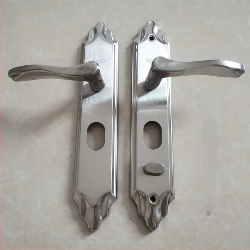 Rozsdamentes acélból készült ajtózár, zármaggal (core lock), modell 8524, bejárati és villa ajtókhoz, modern és minimalist stílus