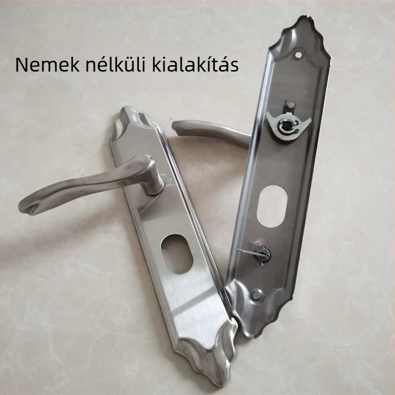 Rozsdamentes acélból készült ajtózár, zármaggal (core lock), modell 8524, bejárati és villa ajtókhoz, modern és minimalist stílus