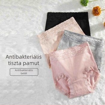 Női fehérnemű 100% pamutból, antibakteriális, középmagas derekú, hasi kontroll, plusz méret, csipkés szegély, teljes pamut, csípőn illeszkedő fazon, nyár
