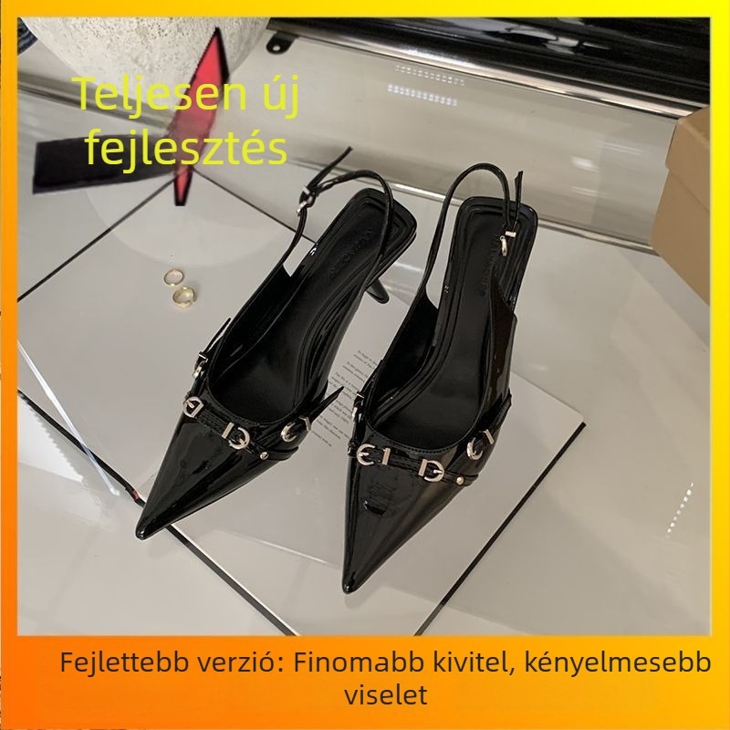 Egy pántos szandál, PU felső, PU talp, alacsony sarok