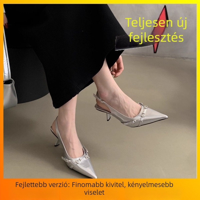 Egy pántos szandál, PU felső, PU talp, alacsony sarok