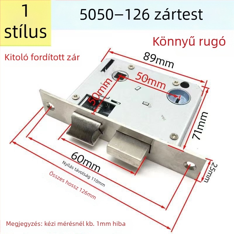 XBK 01 130 mm furatáv, zink ötvözetű ajtózár fabútorokhoz, 5050 kettős nyelvű zártest