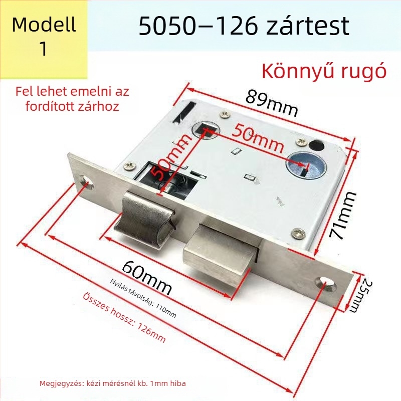 XBK 01 130 mm furatáv, zink ötvözetű ajtózár fabútorokhoz, 5050 kettős nyelvű zártest