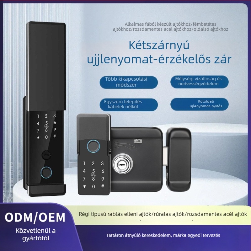 Okos zár kettős ujjlenyomat-azonosítással, távirányítás, jelszó, vízálló