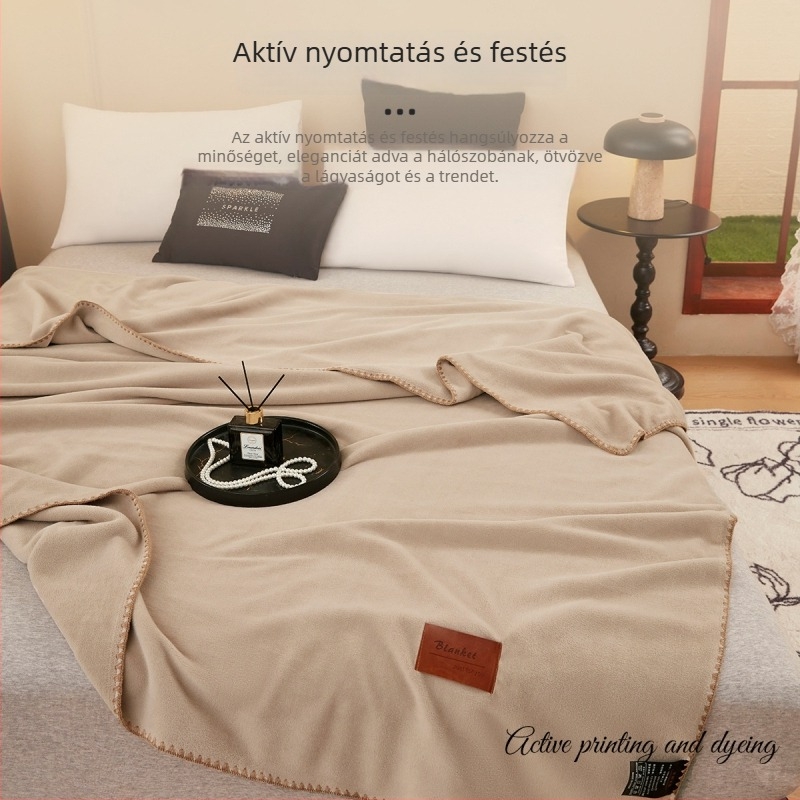Poliészter korál fleece pléd, imitációs kasmír, 300 g alatt, négy évszakos, minimalist stílus