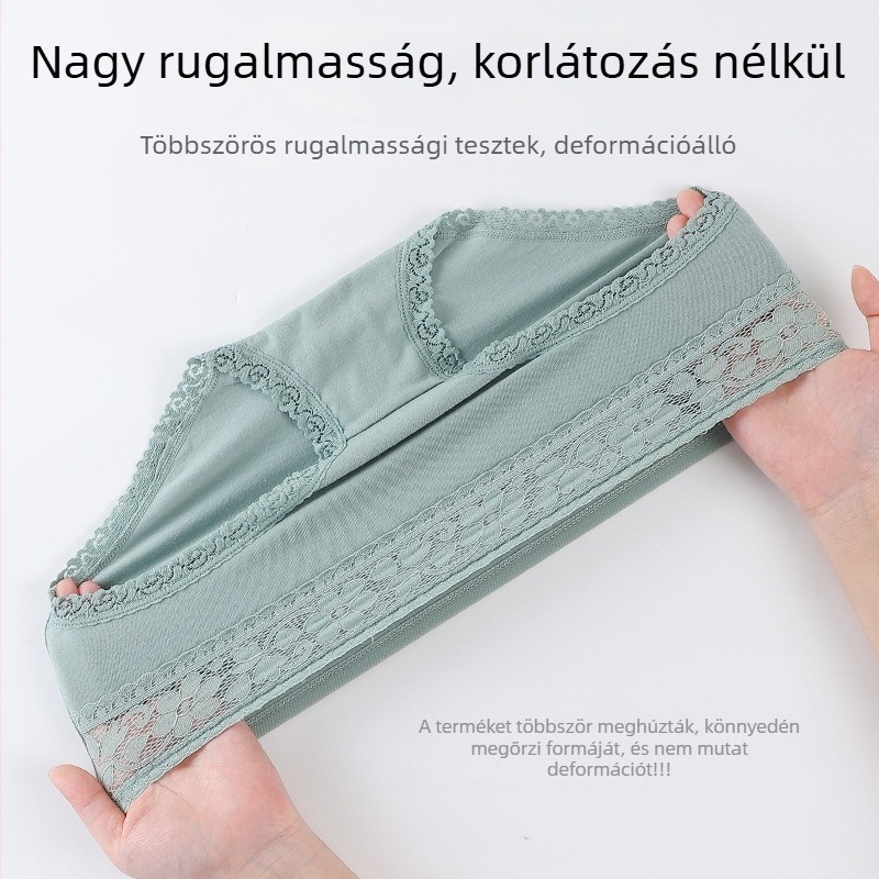 Női pamut alsónadrág középmagas derékkal, egyszínű, csipkés szegéllyel, japán stílusú dizájn, kényelmes viselet.