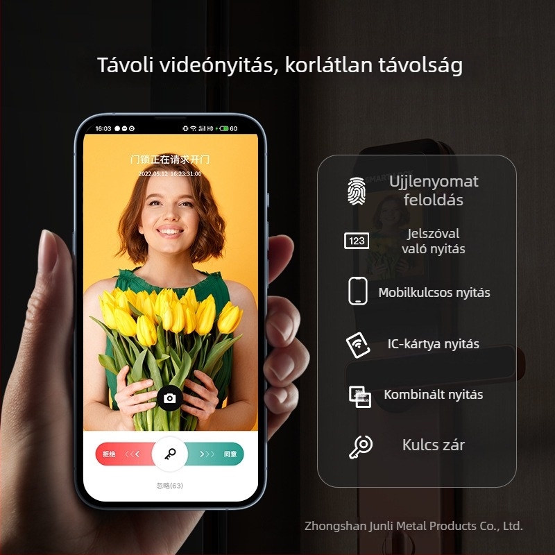 K1 Pro ujjlenyomat-olvasós intelligens zár ajtókhoz - 100 ujjlenyomat kapacitás; beolvasási idő <0,5 s; hamis felismerés 0,001%; távnyitás