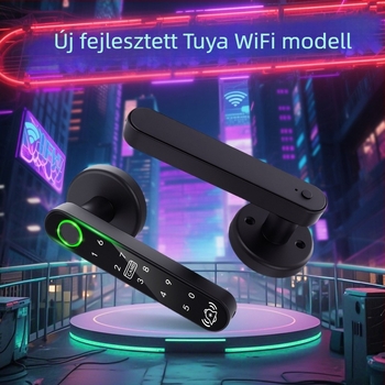 Okos ujjlenyomat-zár fa ajtókhoz, jelszóval és Bluetooth távoli feloldással; 200 ujjlenyomat tárolása; DC energiaellátás; 1:1 ellenőrzés; furat nélküli telepítés; alkalmas hálószobai ajtókra, fa- és alumínium keretes ajtókhoz