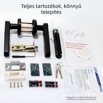 Okos ujjlenyomat-zár fa ajtókhoz, jelszóval és Bluetooth távoli feloldással; 200 ujjlenyomat tárolása; DC energiaellátás; 1:1 ellenőrzés; furat nélküli telepítés; alkalmas hálószobai ajtókra, fa- és alumínium keretes ajtókhoz