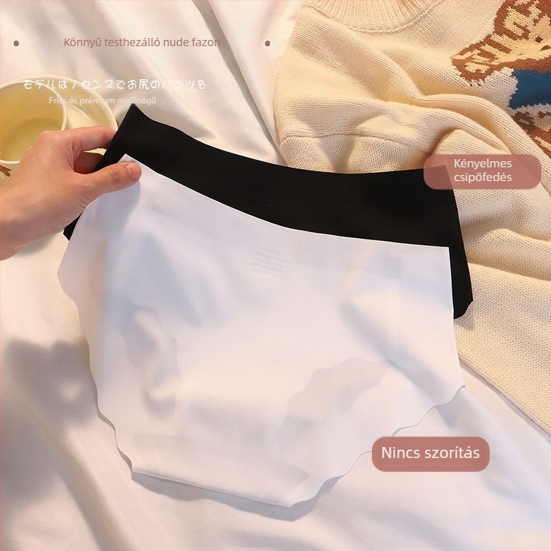 Ice Silk seamless bugyi lányoknak, középmagas derekú, gyorsan száradó és lélegző, kötött poliészter