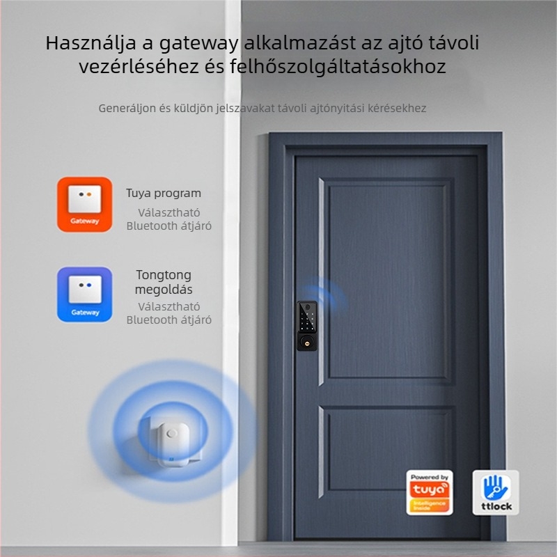 Intelligens zár ujjlenyomattal, kártya- és jelszavas hozzáféréssel fa ajtóhoz, modell A1 Locking, több mint 100000 nyitás, 0,1 s szkennelési idő, hamis felismerés <0,001%