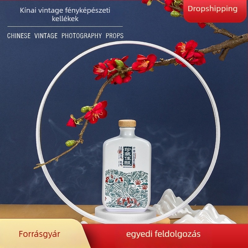 Mesterséges szilva virágok – kínai stílusú fotókellékek ételfotózáshoz, készlet, vintage hátter