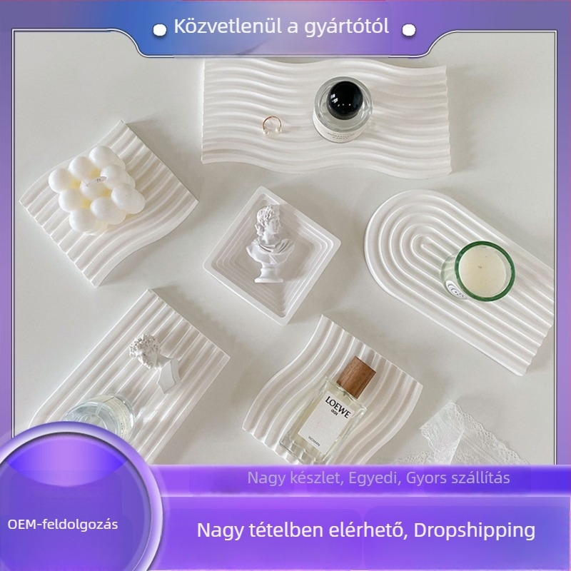 Fényképészeti kellékek: gipszből készült kerek tál hullám mintázatú termékfotózáshoz