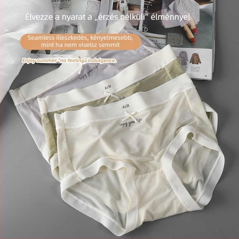 Női bikini alsó, Ice Silk anyag, középmagas derék, légáteresztő, antibakteriális