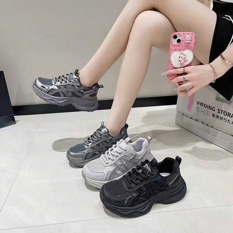 Női dad shoes - felső rész szuper rost anyagból, EVA talp injektált kialakítású, 3–5 cm sarok, fűzőkkel záródó