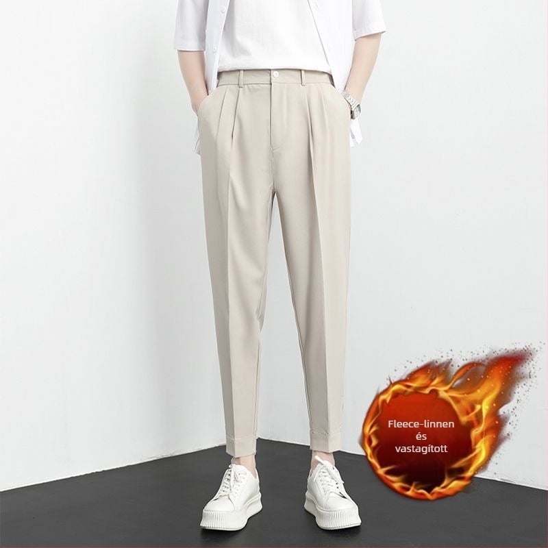 Férfi nadrágok, egyenes szabású, téli, 90% poliészter, mikroelasztikus