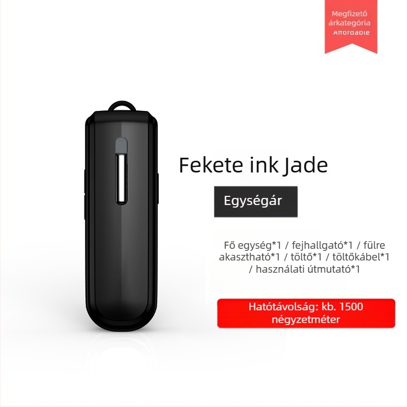 Fülhorgot viselő vezeték nélküli interkom, modell V168, frekvenciasáv 400–470 MHz, 16 csatorna, hatótávolság legfeljebb 1,5 km, lítium akkumulátor 350 mAh