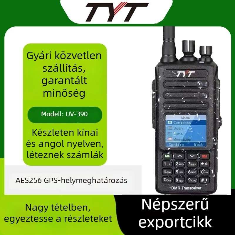 MD-UV390 Walkie-Talkie Type-C gyors töltéssel, AES-256 titkosítás, frekvenciasávok 136–174/400–480MHz, kimeneti teljesítmény 5–10W