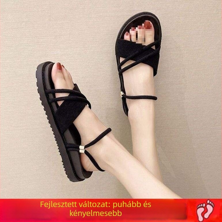 Egy pántos szandál, PU felső rész, gumírozott talp, nyitott orr, slip-on, casual stílus