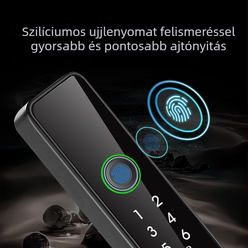 Vízálló ujjlenyomat-zár alumínium tolóajtókhoz, keskeny él, látónyílás