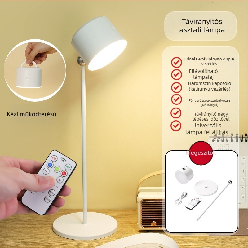 Íróasztali lámpa érintéses kapcsolóval, ABS árnyékoló, beépített lítium akkumulátor, CRI ≥95, modern minimalista kialakítás