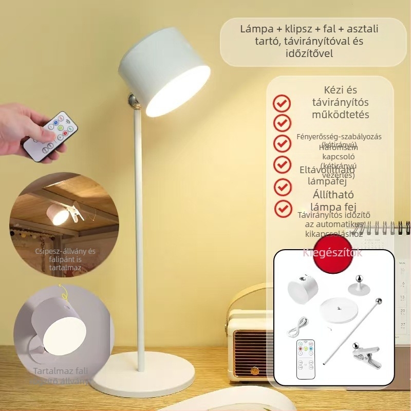 Íróasztali lámpa érintéses kapcsolóval, ABS árnyékoló, beépített lítium akkumulátor, CRI ≥95, modern minimalista kialakítás