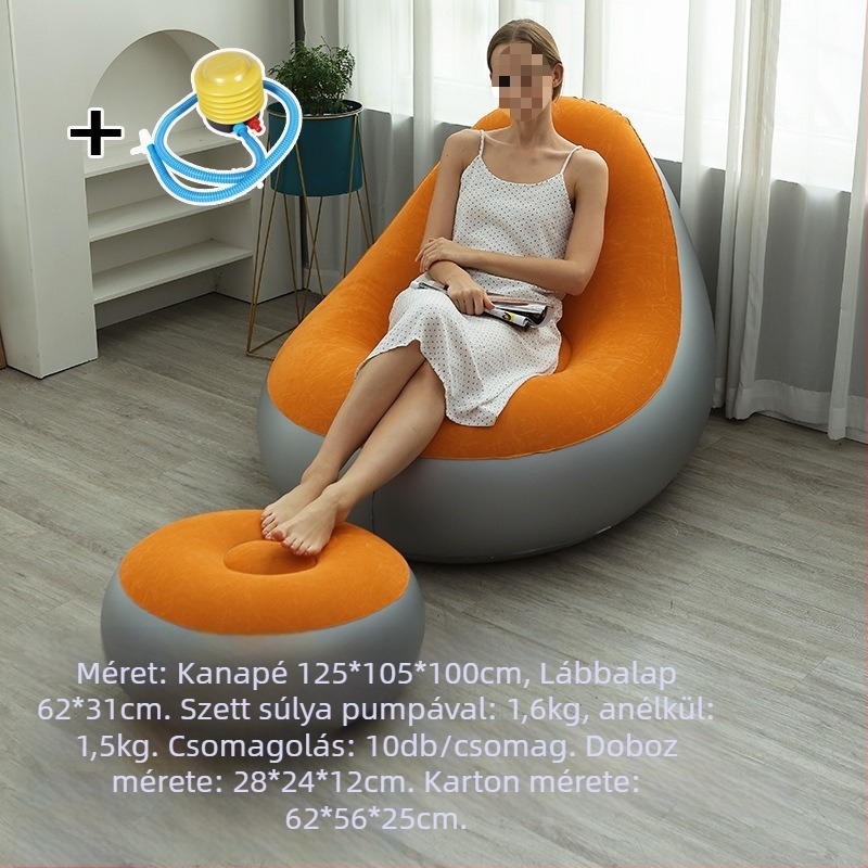 Felfújható kanapé flockos PVC felülettel; vastagság 0,55 mm; tömeg 1,5 kg; anyag: környezetbarát PVC; modell: PVC felfújható kanapé