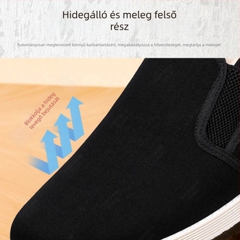 Férfi Old Beijing Cloth Shoes textil felsővel, meleg téli cipő, casual stílus, vastag kombinált talp