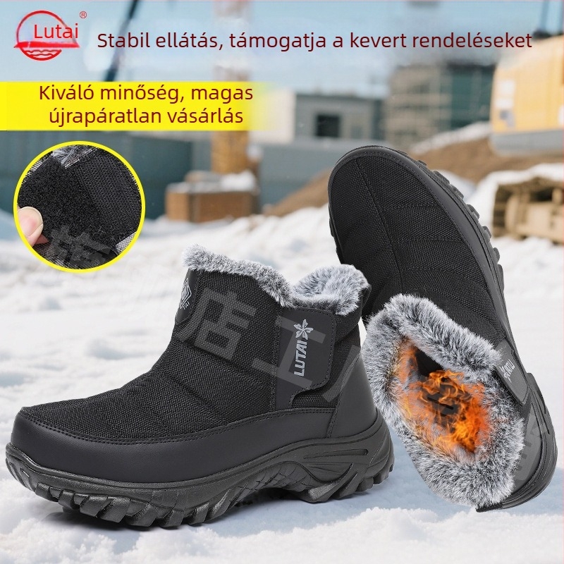 Hócsizmák, szélálló és fagyvédő, magas felső részű kültéri vászoncipők Velcro-zárással és vastag bársony bélésével